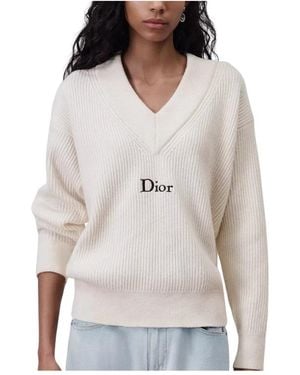 Dior V-Neck Knitwear - Blanc
