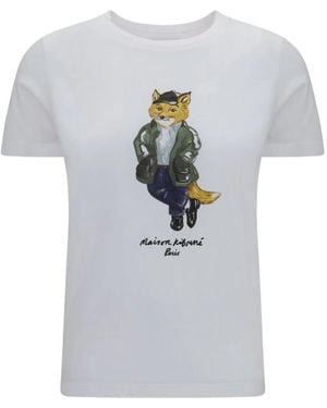 Maison Kitsuné Weekend Fox Regular T-Shirt - Wit