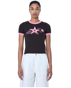 Carhartt Tops ,Bruin ,Katoen Outlaw Star Ringer T-Shirt - Wit