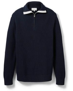 Tom Tailor Bunt Gestrickter Troyer Sweatshirts Hoodies - Blau