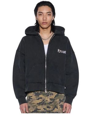Ksubi Hoodies & Sweatvesten ,Zwart ,Katoen Death Snake Halen Zip Hoodie - Blauw