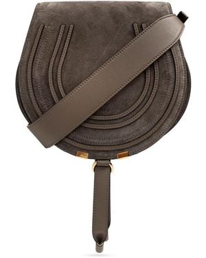 Chloé Tassen ,Grijs ,Leer Marcie Suede Tas - Bruin