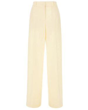 MSGM Broeken ,Wol High-Waist Straight-Leg Tailored Broeken - Naturel