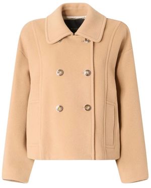 Pinko Double-Breasted Coats - Naturel