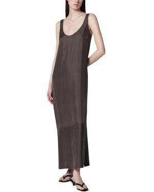 Rohe Seiden-Maxikleid Mit U-Ausschnitt - Braun