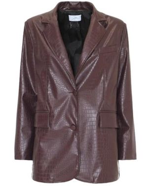 Soallure Crocodile-Effect Kunstleren Jas - Bruin