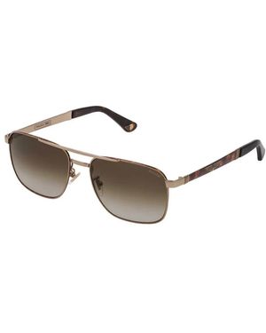 Police Goldene Metallsonnenbrille Mit Braunen Gläsern - Mettallic