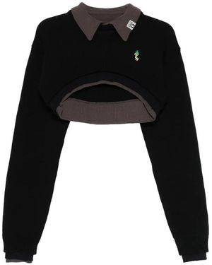 Maison Mihara Yasuhiro Cropped Layered Strickpullover - Schwarz