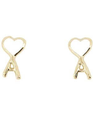 Ami Paris Accessoires ,Geel ,Hammered Ami De Coeur Oorbellen - Metallic