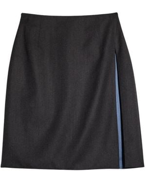 Gucci Stretch Wool Mini Rok Met Split - Zwart