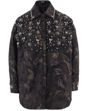 Pinko Overhemden ,Veelkleurig ,Polyester Barengo Overshirt - Zwart
