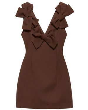 Aniye By Mini Jurk Met Strikken En V-Hals - Bruin