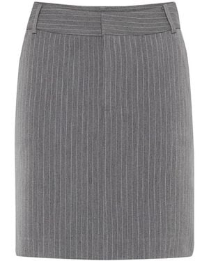 Gestuz Rokken ,Grijs ,Polyester Klassieke Pinstripe Rok Korte Lengte