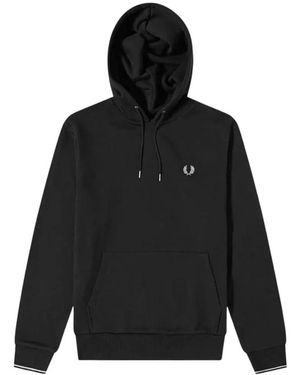 Fred Perry Hoodies & Sweatvesten ,Zwart ,Katoen Tipped Hooded Sweatshirt