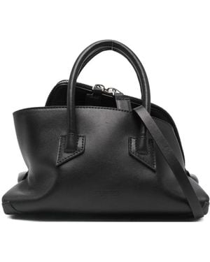 The Attico Zwarte Leren Top Handvat Tas
