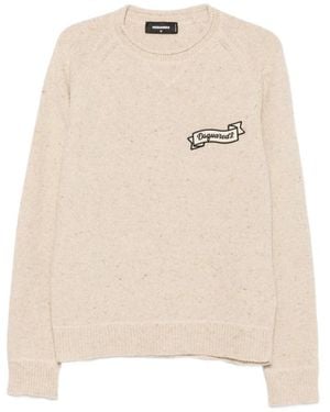 DSquared² Truien & Vesten ,Wol Basic Gebreide Trui - Naturel