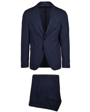 Paoloni Kostuums ,Blauw ,Wol Single-Breasted Pak