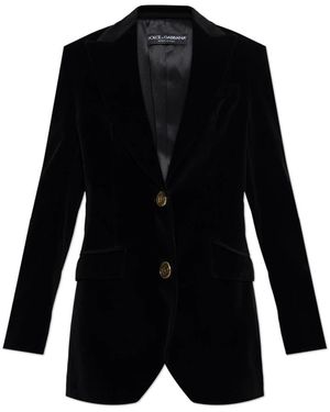 Dolce & Gabbana Jassen ,Zwart ,Katoen Gladde Velvet Jas