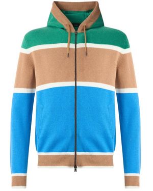 Herno Hoodies & Sweatvesten ,Veelkleurig ,Kasjmier Gestreept Vest Met Rits - Blauw