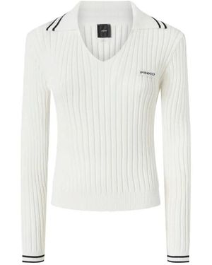 Pinko V-Neck Knitwear - Blanc