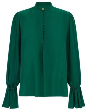 Roberto Cavalli Blouse Met Hoge Hals En Wijde Manchetten - Groen