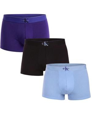 Calvin Klein Ondergoed ,Veelkleurig ,Katoen Graphic Monogram Cotton Stretch 3-Pack Trunk - Blauw