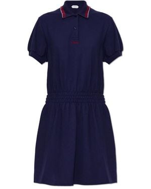 Versace Kleedjes ,Blauw ,Katoen Geborduurd-Logo Katoenen Piqué Polojurk