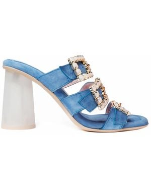 Ras Heeled Mules - Blue