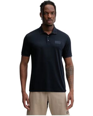 EA7 Tops ,Blauw ,Polyester Poloshirt Met Korte Mouwen - Zwart