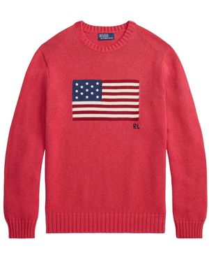 Ralph Lauren The Iconic Flag Sweater - Rot