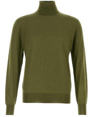Saint Laurent Gerippter Rollkragenpullover - Grün