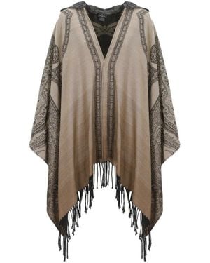 Etro Kapuze Aus Wolljacquard Mit Fransen - Braun