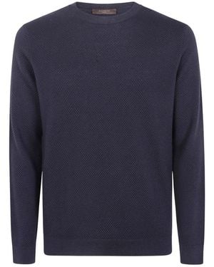 Zanone Round-Neck Knitwear - Bleu