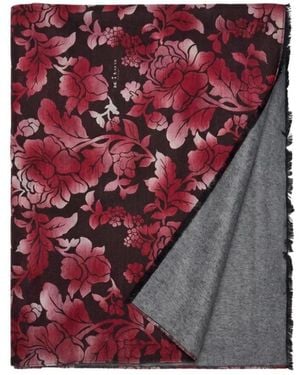 Kiton Rechteckiger Seidenschal Mit Blumenmuster - Lila
