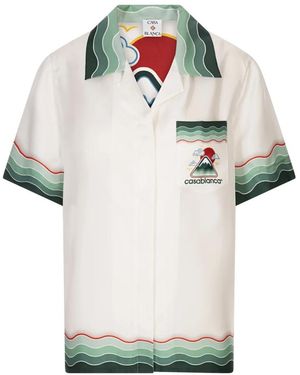 CASABLANCA Multicolour Montagne Ondulée Silk Short-Sleeve Shirt