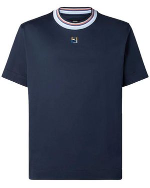 Fendi Tops ,Blauw ,Katoen Ff-Gebreid T-Shirt
