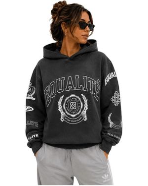 Equalite Hoodies & Sweatvesten ,Grijs ,Katoen College Oversized Hoodie - Zwart