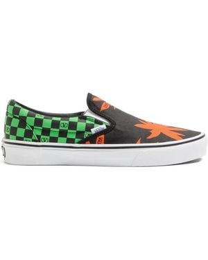 Vans Schoenen ,Veelkleurig ,Katoen Checkerboard Palm Tree Slip-On Sneakers - Groen
