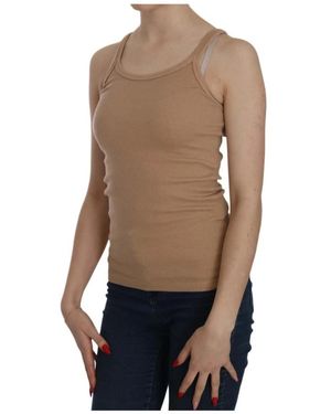 Pink Memories Sleeveless Tops - Brown