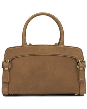 Santoni Suede Top Handle Bag - Bruin