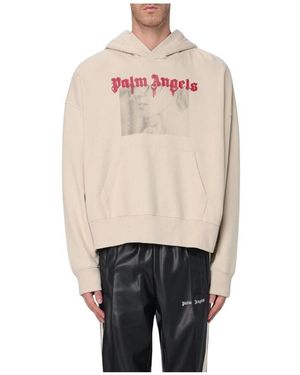 Palm Angels Grafik Kapuzenpullover Sweatshirt - Natur