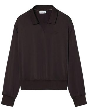 Lacoste Truien & Vesten ,Bruin ,Polyester V-Hals Truien - Zwart