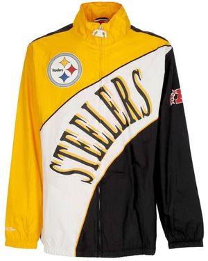 Mitchell & Ness Fitness ,Veelkleurig ,Polyester Nfl Gebogen Windbreaker Pittsburgh Steelers Viering - Zwart