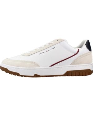 Tommy Hilfiger Schoenen ,Wit ,Polyester Th Basket Core Leather Suede Mix