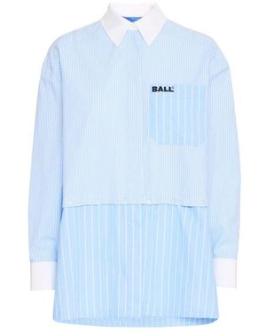 Ball Gestreiftes knopfhemd puderblau