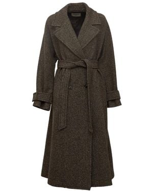 Weekend by Maxmara Langer Wollmischungs-Tweed-Mantel - Braun