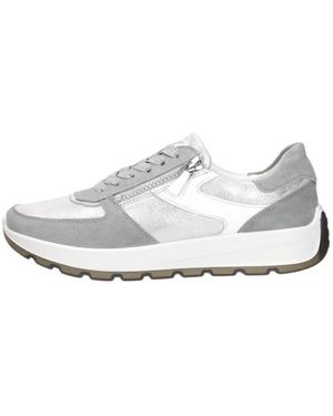 Ara Schoenen ,Grijs ,Leer New York Veterschoenen Laag - Wit