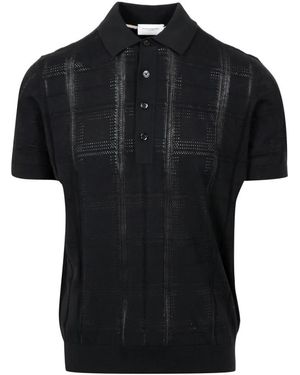 Paolo Pecora Tops ,Zwart ,Katoen Zijden Katoenen Polo Shirt