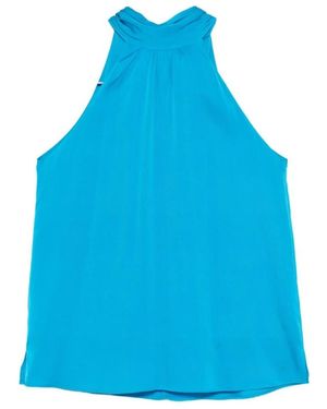 Silk95five Overhemden ,Blauw ,Villete Haltertop Met Plooitjes