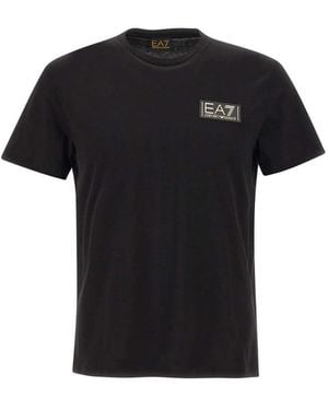 EA7 Katoenen T-Shirt Met 3D-Logo - Zwart